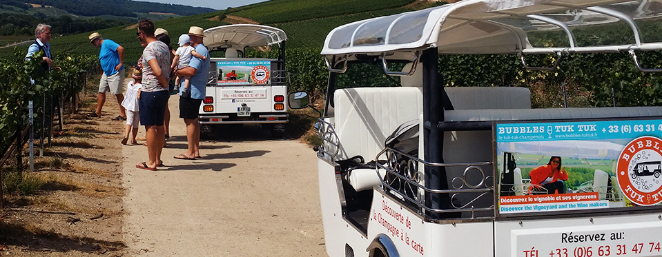 Bubbles tuktuk Unusal Playfull discover Champagne winemaker